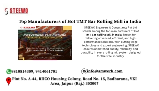 Top Manufacturers of Hot TMT Bar Rolling Mill in India
