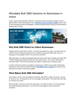 Affordable Bulk SMS Solutions for Businesses in Indore