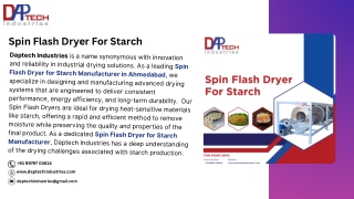 Spin Flash Dryer For Starch
