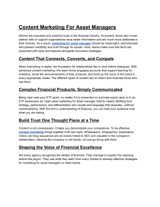 Content Marketing for Asset Managers