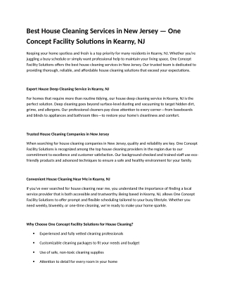 House Cleaning Services in Kearny, NJ