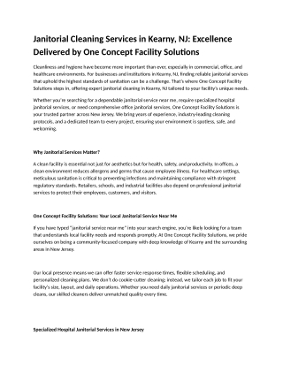 Janitorial Cleaning Services in Kearny, NJ