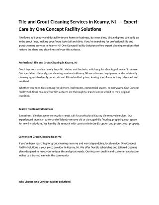 Tile and Grout Cleaning Services in Kearny, NJ