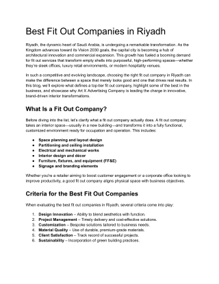 Best Fit Out Companies in Riyadh
