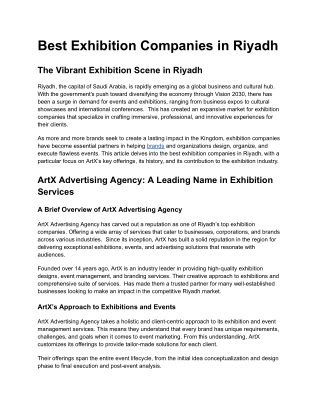 Best Exhibition Companies in Riyadh