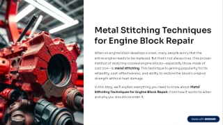 metal stitching techniques for engine block repair