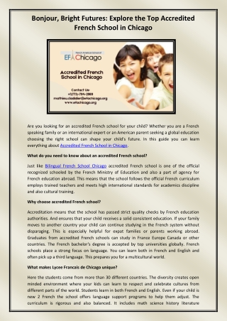 Accredited French School in Chicago
