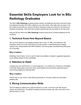 Essential Skills Employers Look for in BSc Radiology Graduates