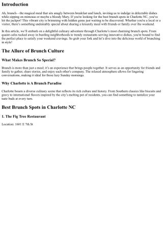 Brunching in Style: Charlotte's Hidden Gems for a Perfect Weekend