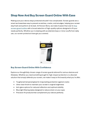 Shop Now And Buy Screen Guard Online With Ease