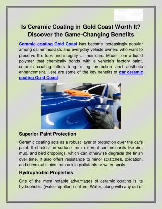 Ceramic Coating Gold Coast
