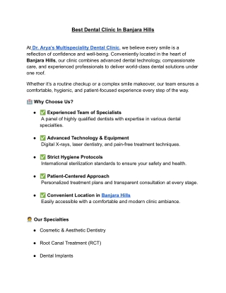 Best Dental Clinic In Banjara Hills