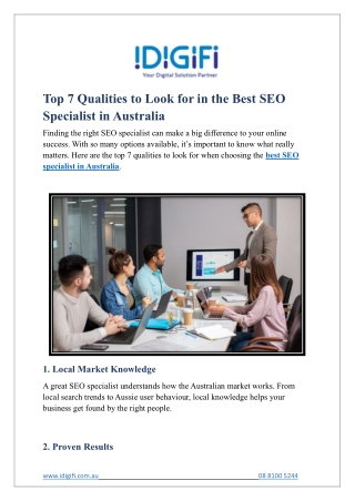 Top 7 Qualities to Look for in the Best SEO Specialist in Australia