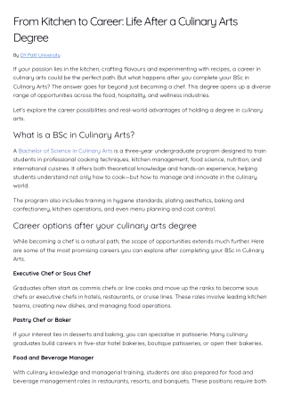 From Kitchen to Career: Life After a Culinary Arts Degree – DY Patil University