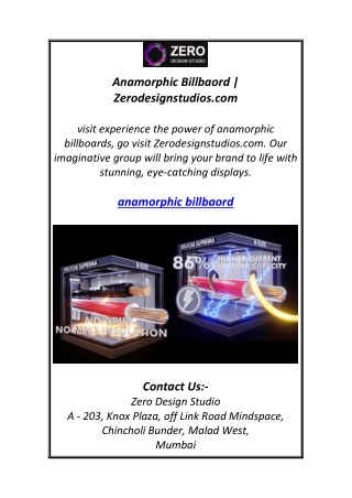 Anamorphic Billbaord | Zerodesignstudios.com