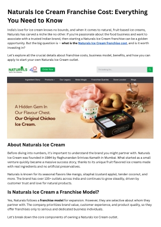 Naturals Ice Cream Franchise Cost
