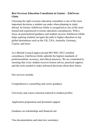 Best Overseas Education Consultants in Guntur