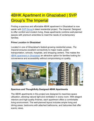 4BHK Apartment in Ghaziabad _ SVP Group’s The Imperial