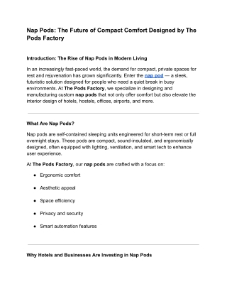 Nap Pods: The Future of Compact Comfort Designed by The Pods Factory