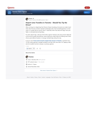 Airport Limo Transfers in Toronto – Should You Tip the Driver?