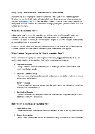 Bring Luxury Outdoors with a Louvretec Roof – Zappexteriors