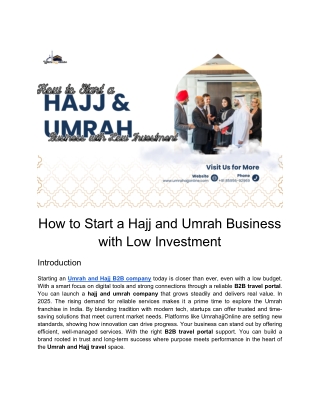 How to Start a Hajj and Umrah Business with Low Investment