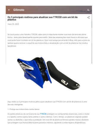 Os 5 principais motivos para atualizar sua TTR230 com um kit de plástico