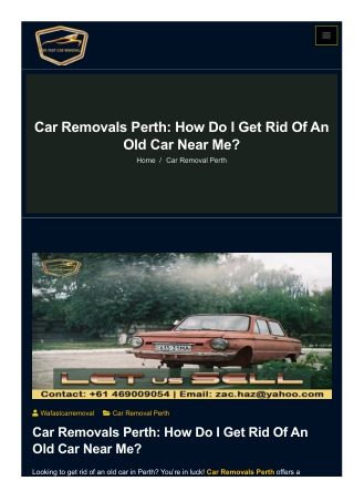 Car Removals Perth: How do I Get Rid of an Old Car Near Me?