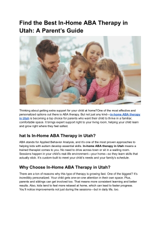 Find the Best In-Home ABA Therapy in Utah_ A Parent’s Guide
