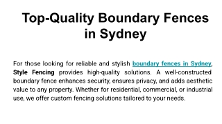 Top-Quality Boundary Fences in Sydney