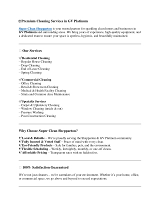 Premium Cleaning Services in GV Platinum