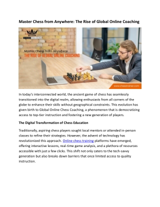 Master Chess from Anywhere: The Rise of Global Online Coaching