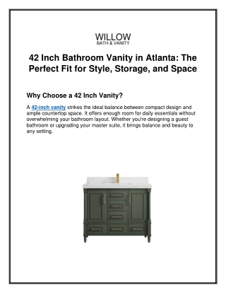 42 Inch Bathroom Vanity in Atlanta : The Perfect Fit for Style, Storage, and Spa