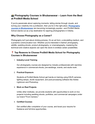 Photography Courses in Bhubaneswar