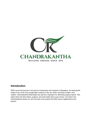 Real Estate Builders and Developers in HSR Layout Bangalore