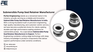 Submersible ⁠Pump Seal Retainer Manufacturer