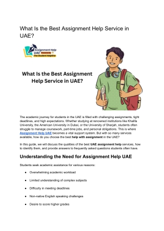 What Is the Best Assignment Help Service in UAE
