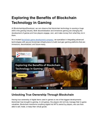 exploring the benefits of blockchain technology in gaming
