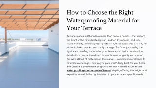 How to Choose the Right Waterproofing Material for Your Terrace