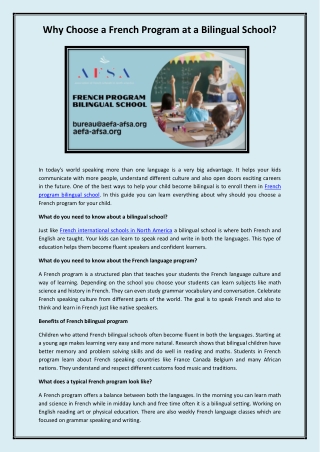 French program bilingual school