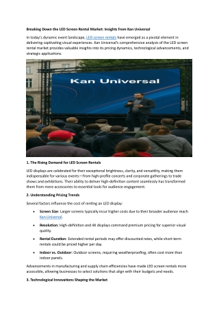 Breaking Down the LED Screen Rental Market