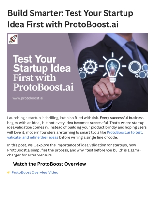 Build Smarter: Test Your Startup Idea First with ProtoBoost.ai