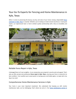 Your Go-To Experts for Fencing and Home Maintenance in Kyle, Texas