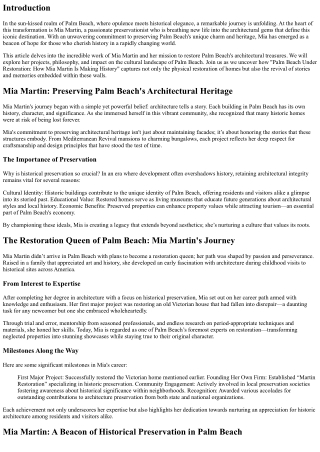 “Palm Beach Under Restoration: How Mia Martin Is Making History”