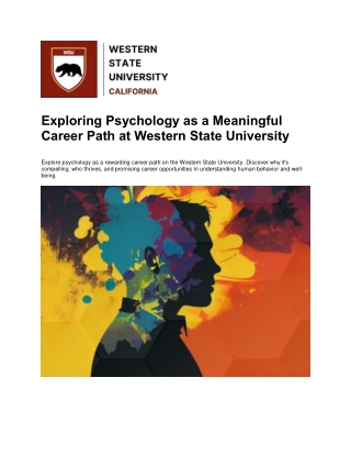 Exploring Psychology as a Meaningful Career Path at Western State University