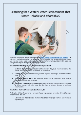 Searching for a Water Heater Replacement That Is Both Reliable and Affordable