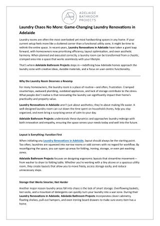 Laundry Chaos No More - Game-Changing Laundry Renovations in Adelaide