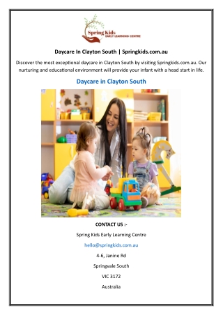 Daycare In Clayton South  Springkids.com