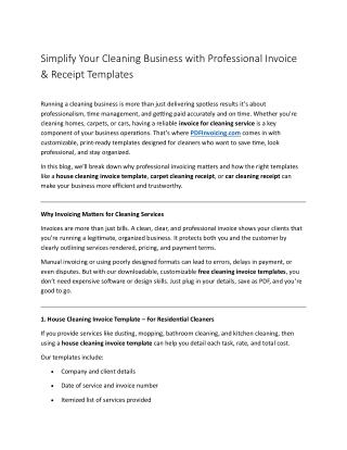 Simplify Your Cleaning Business with Professional Invoice & Receipt Templates