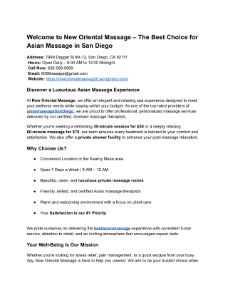 New Oriental Massage